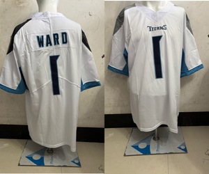 Vente en gros de maillots de football américain cousus Nouvelle saison #8 <span class=keywords><strong>Levis</strong></span> #1 Ward Tennessee Titans Maillots de broderie - Product Image 5