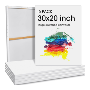 Lienzo Estirado Grande de 30x20, 6 Piezas, Lienzo de Algodón Blanco, Lienzo Preparado Triple para Pintura al Óleo, Suministros de Arte - Product Image 1