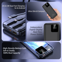 Batterie externe portable en promotion avec une grande capacité de 10000 mAh, charge rapide 22,5 W, câble intégré et impression de logo personnalisable