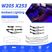 Lumière d'ambiance intérieure de voiture à LED 64 couleurs pour Mercedes-Benz Classe C W205 GLC X253, panneau de porte de cabine, tableau de bord, éclairage du plancher