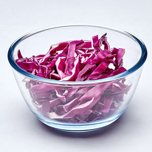Venta caliente de vidrio redondo Ensalada de frutas Preparación de alimentos Tazón para servir Tazón para mezclar de vidrio con tapa de madera - Product Image 5