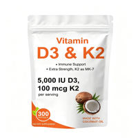 Cápsulas Blandas de Vitamina D3K2 en Oferta, Vitamina D3 10,000 UI + K2 MK-7 200 Mcg, 300 Cápsulas Blandas, Apoyo Inmunológico y Cardíaco con Aceite de Coco