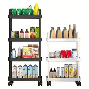 Multifunctional 3 Layer Kitchen Rolling Rotating Storage Cart Rack Fruit <b>Basket</b> Black Vegetable Drain Storage <b>Basket</b> Rack - Product Image 2