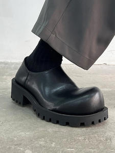 Wholesale Custom Logo Men <b>Women</b> Thick Sole Casual <b>Oxford</b> <b>Shoes</b> Large Size Toe Black Anti-Slip Genuine Leather Breathable Unisex - Product Image 2