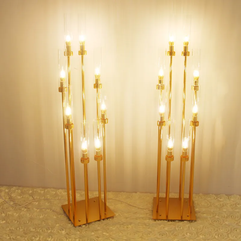 लोहे विद्युत टेबल रोशनी के साथ लंबा Centerpiece शादी candelabra centerpiece सजावट की आपूर्ति