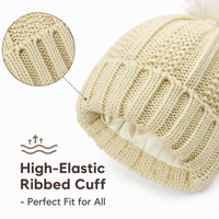 Bonnet en tricot torsadé pour femme avec pompon en fausse fourrure, doublure en satin, bonnet d'hiver chaud, fournisseur de bonnets brodés sur mesure