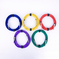 Kabel Gitar Merah Grosir Pabrik 6.35mm Kabel Instrumen Lurus Colokan Logam Berlapis Emas Panjang Kustom Kabel Amp