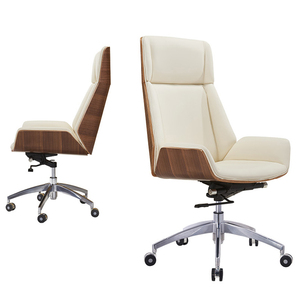Sedia da ufficio moderna e confortevole sedia da ufficio <span class=keywords><strong>in</strong></span> legno curvato con schienale alto <span class=keywords><strong>in</strong></span> <span class=keywords><strong>pelle</strong></span> PU sedia da scrittura per Hotel all'ingrosso - Product Image 2
