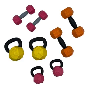 High Quality Hot Sale Custom Barbell Weightlifting Wear Resistant Toys Colorful Chew Rubber Dog Toy