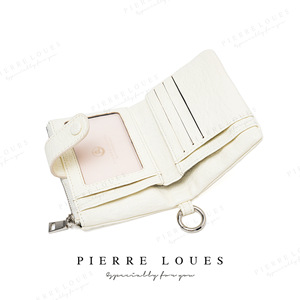 Pierre Loues Women's Bi-Fold <b>Wallet</b> White 5 Inch Chain Lock Card <b>Holder</b> Everyday Use - Product Image 1
