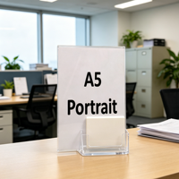Support de brochure en acrylique personnalisé pour usine, présentoir de menu, porte-affiche A5 en acrylique avec porte-cartes de visite