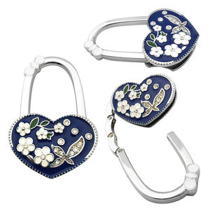 Portable pliable cristal femmes sac à main sac à main porte-sac en métal fleur en forme de coeur sac crochet cintre Table <span class=keywords><strong>accrocher</strong></span> Clip - Product Image 2