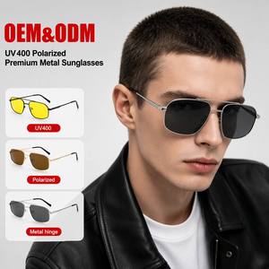 Sunray Wholesale TAC Green Smoke Brown Lens Metal Double Bridge Lightweight Unisex UV400 Round Polarized Sunglasses - Product Image 1