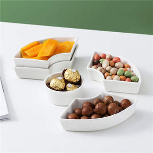 Porzellan Fünfteiliges Snack-Platten-Set Japanischer Stil Dessert Abendessen Obst Kalte Speisen Teller Rund Einfarbiges Muster - Product Image 2