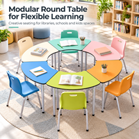 Ensemble de table et de chaises de classe en métal modulaire avec un aménagement flexible, design minimaliste durable pour l'apprentissage collaboratif