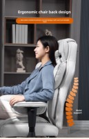 Chaise de bureau ergonomique en cuir gris clair, inclinable, réglable et confortable, pour la maison, la salle à manger, le cybercafé