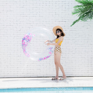 Thickened Feather Swimming Ring 120cm Transparent Adult Underarm Float Round Inflatable Water Toy Unisex Swimming Pool Accessory - Product Image 5