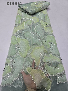 Chocoo Mới Nhất Long Lanh Net Đính Cườm Ren Vải Ánh Sáng Màu Xanh Sequin Đính Cườm Ren Vải Cho Phụ Nữ Ăn Mặc - Product Image 4