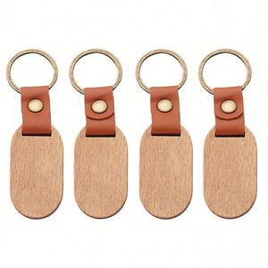 <b>Custom</b> Blank Tag Chain Rectangle Wood Blanks Wooden <b>Keychain</b> for Engraving Unfinished Natural Key Gift - Product Image 2
