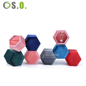 Hexagonal Velvet <b>Ring</b> Box Multiple Color Options for Jewelry <b>Storage</b> Gift and Retail Display In Boutiques Protection - Product Image 5