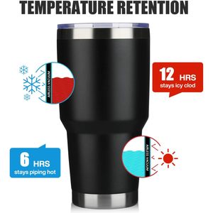 Gobelet à café en acier inoxydable isolé de 30oz avec double vide, brosse à poudre durable, gobelet cylindrique avec couvercles et pailles - Product Image 4