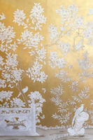 Papier peint floral doré, oiseaux peints à la main, chinoiserie, pivoine, magnolia, papier peint pour la décoration intérieure de villas haut de gamme, chambre à coucher