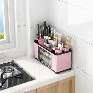 bumbu rak rak Suppliers-Rak Bumbu Dapur Set, Rak Dapur Kombinasi Pink, Rak Penyimpanan Bumbu Toples