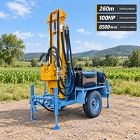 Foreuse portable de puits d'eau 260m 100HP diesel machine de forage de puits d'eau pour irrigation agricole vente directe usine