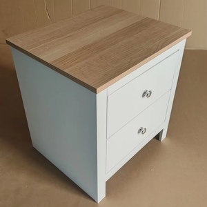 Modern 2-Drawer White Pine <strong>Bedside</strong> Table | Oak Storage <strong>Organiser</strong> for Bedroom Furniture - Product Image 2