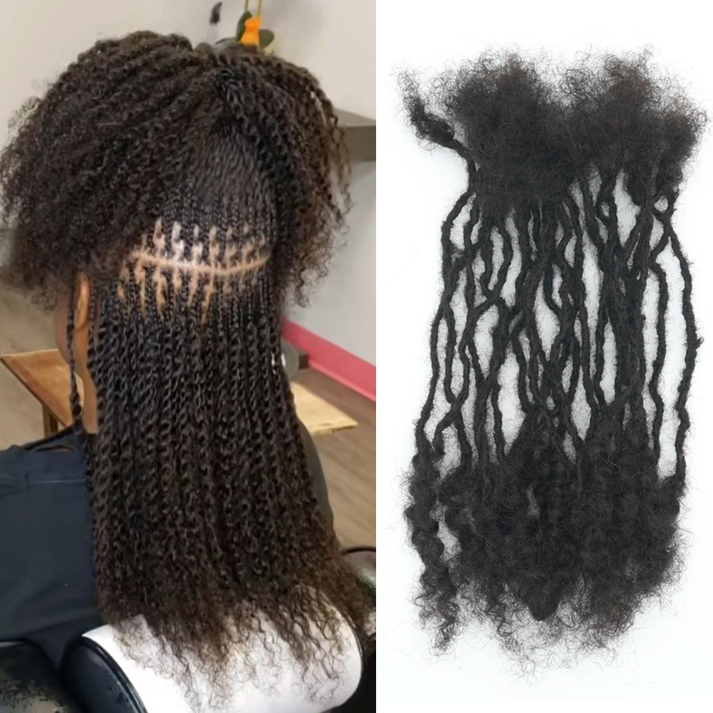 KAMA 100% Handmade Remy Hair Interlock Loc Extensions Real Dreadlock Extensions for Women/Men/Kids Permanent & Dyeable Detail Section 2