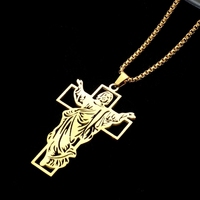 Orthodoxe Chrétien En Acier Inoxydable Crucifix Pendentif Étanche Unisexe Mode Bijoux Vintage Style Chaîne Mariages Chandails