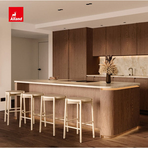 Cuisine scandinave moderne en <span class=keywords><strong>bois</strong></span>, armoires de cuisine personnalisées en chêne blanc et placage de noyer, avec portes, plan de travail en granit - Product Image 5