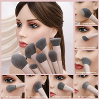 Daily Queen & Mor-phe 19 pièces Pinceaux de maquillage en poils nano gris avec manche rose Qualité supérieure et sensation luxueuse Logo personnalisé