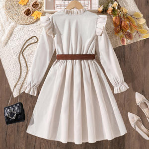 <span class=keywords><strong>2026</strong></span> किशोर लड़की बीज रफल्स के साथ लंबे आस्तीन वाले फ्रॉक कपड़े पहने बच्चों को 8-12 साल - Product Image 2