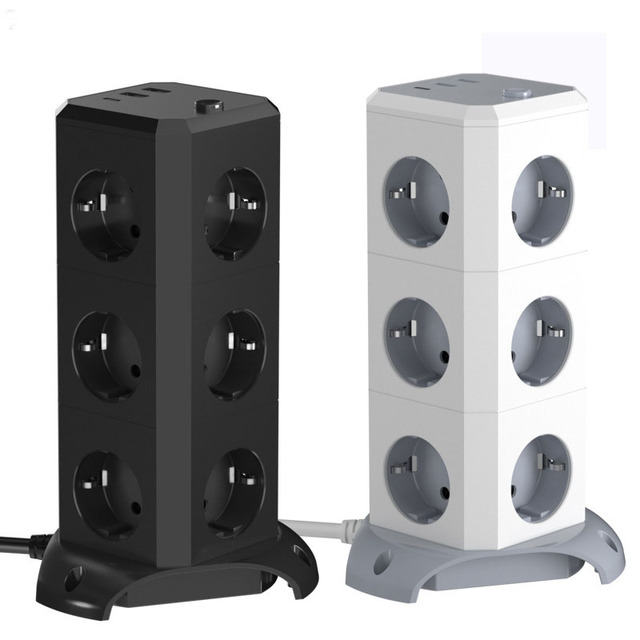 Desktop Multi Layer 10 Ac  EU Outlet Socket Extension Lead 4 Usb Tower Power Smart Extension Socket EU