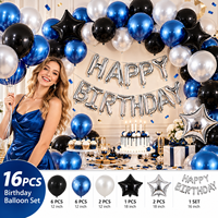 Lot de ballons d'anniversaire personnalisés avec logo, décoration de fête bleue, noire et argentée, cadeau promotionnel, vente en gros directe d'usine, faible MOQ, OEM