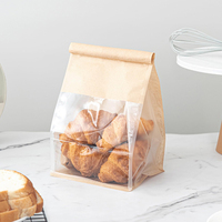 Sacs en papier kraft avec fenêtre, fermeture à lien métallique, 1 lb et 2 lb, pour l'emballage de produits frais de boulangerie, biscuits, pâtisseries et grains de café - Vente en gros