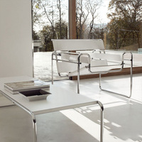 Fauteuil d'appoint moderne en similicuir écologique avec structure tubulaire en acier pour salon, chambre, appartement, extérieur
