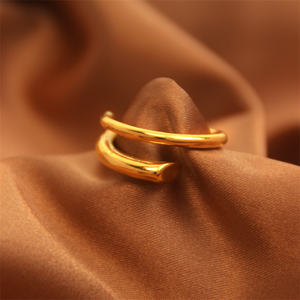 Modeschmuck Leichter Luxus Vielseitiges Temperament Kein Verblassen 18 Karat Gold Edelstahl Ring Edelstahl Zirkon Ring - Product Image 4