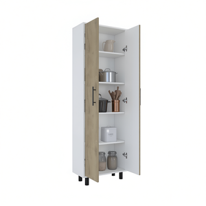 Mobile da Cucina Manacor Multistorage a Cinque Ripiani, Finitura Bianco Macadamia, Design Moderno - Product Image 1