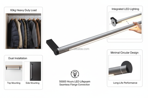 Système d'éclairage intégré pour tringle de penderie LED, éclairage de rail suspendu pour armoire moderne, éclairage intérieur YB4001-0 - Product Image 4