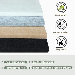 Panneau mural insonorisant noir, panneau acoustique pour animaux de compagnie, panneau acoustique absorbant le son en polyester pour l'enregistrement musical, studio à domicile - Product Image 4