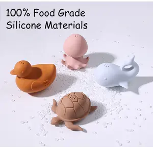 2024 Bpa Free Water Silicone Rubber Baby Bath Toy Octopus Baby Shower Toys Children Cartoon Animals Bath Baby Toy For Kids