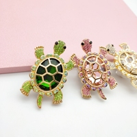 51304 Nuevo Diseño Lindo Tortuga de Metal con Cristales de Imitación, Adornos de Bolígrafo de Animales Huecos de Moda, Cuentas Focales para Fabricación de Joyería DIY