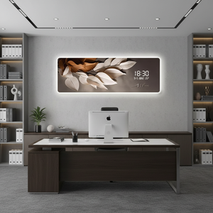 Reloj de Pared con Iluminación LED de Estilo Art Deco Moderno, Arte Creativo de Pared con Placa de Cristal de Carbono y Metal para Oficinas y Espacios Educativos - Product Image 2