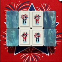 Mahjong Americano Plegable de Lujo en Acrílico Azul Claro con Diseño Patriótico |   Fichas de Mahjong con Temática del 4 de Julio con Joker de EE. UU.