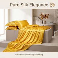 Parure de lit 4 pièces 100% pure soie de mûrier, comprenant drap-housse, housse de couette, taies d'oreiller et motif matelassé, pour usage domestique