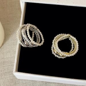 Collier de perles superposées, perles d'imitation, alliage plaqué or, bijoux tendance unisexe, mode 2025 - Product Image 1