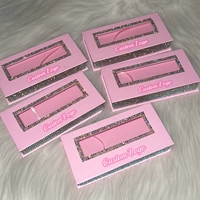 Boîte à cils de luxe rose avec strass et logo personnalisé, étui à cils vide scintillant