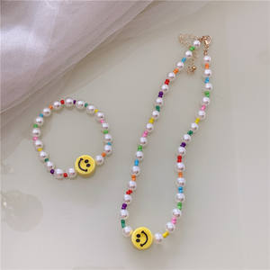 2025 Nueva alta calidad Ins gran oferta Diy colorido semilla cuentas gargantilla Linda sonrisa cara perla collar con cuentas para mujeres niñas - Product Image 3